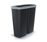Poubelle à double couvercle Keden Compacta Q DUO 50L Un Compartiment Triage gris clair, noir