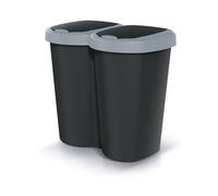 Keden Poubelle Compacta B Duo 40L Prosperplast version murale avec un compartiment et deux couvercles poubelle avec fixation pour sac (Gris/noir)