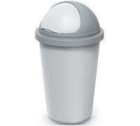 Keden® Poubelle cuisine 50L couvercle basculant plastique recyclé 100% corbeille papier bureau support fixation sac-poubelle déchets bio argent-gris
