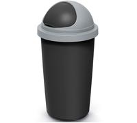 KEDEN® Poubelle cuisine 50L couvercle basculant plastique recyclé 100% corbeille papier bureau fixation sac déchets bio noir-gris