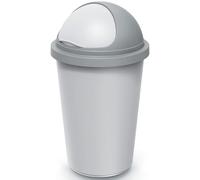 KEDEN® Poubelle cuisine 50L couvercle basculant plastique recyclé 100% corbeille papier bureau fixation sac déchets bio argent-gris
