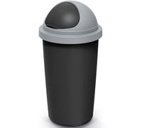 Keden® Poubelle cuisine 50L couvercle basculant plastique recyclé 100% corbeille papier bureau support fixation sac-poubelle déchets bio noir-gris