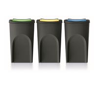 Ensemble de poubelles de recyclage KEDEN Sortibox 3x35L noir Noir