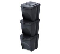 KEDEN Sortibox Lot de 3 poubelles pour le recyclage avec rabat 25L chacun 39x29x45 cm