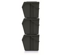 Keden Sortibox Système de tri des déchets 3 x 25 l - Lot de 3 bacs de tri des déchets - Poubelle en plastique (noir)