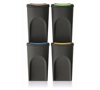 Lot de 4 poubelles KEDEN SORTIBOX 100% plastique recyclé, noir, 140L