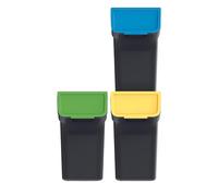 Keden Stackbox Q - Système de tri sélectif - 3 x 20 l - Avec couvercle - En plastique - Noir