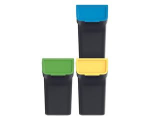 Keden Stackbox Q - Système de tri sélectif - 3 x 20 l - Avec couvercle - En plastique - Noir