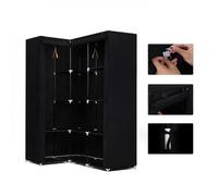 KEDIA Armoire Portable Armoire de Chambre Système de Rangement pour Chambre à Coucher (169x129x87)cm Noir en forme de L