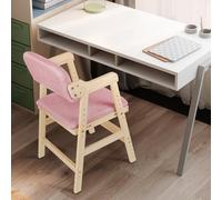 Kedia Chaise de Bureau Enfant, Chaise d'étude en Bois, Réglable en Hauteur, Fauteuil Enfant Evolutive, Assise Rembourrée Confortable, 48 * 46 * 78cm (Rose)