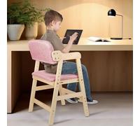 Kedia Chaise de Bureau Enfant pour Chambre avec Coussin Confortable, Chaise d'étude, Réglable en Hauteur, Fauteuil Enfant Evolutive en Bois (Rose)