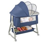 KEDIA lit Bebe indépendant, cododo avec Matelas, co-Sleeping, Hauteur et Inclinaison réglables, (50x91x68)cm, bleu