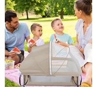 Kedia Lits de bébé avec moustiquaire, Berceau Bébé Pliable Portable, lit de Voyage pour bébé 90 * 70 * 50cm, Cadeau pour Nouveau-né 0-2 Ans，Beige