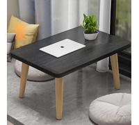 Kedia Table basse scandinave, table d'appoint pour salon, table basse moderne avec pieds en bois massif (60 x 40 x 32 cm, noir)