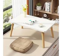 Kedia Table basse scandinave, table d'appoint pour salon, table basse moderne avec pieds en bois massif (60 x 40 x 40 cm, blanc)
