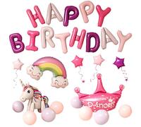 Kedido Décoration d'Anniversaire Licorne Fille, 33 Pcs Set De Ballons Licorne, Décoration d'Anniversaire Des Enfants Ballons Roses d'Anniversaires Avec Ballon Licorne 3D