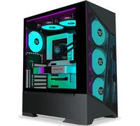 KEDIERS Boitier PC - 6 Ventilateurs PWM préinstallés, boitier de Jeu ATX Mid Tower en Maille avec Panneau latéral ouvrant en Verre trempé