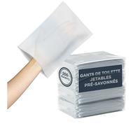 KediLife - 200x Gants de Toilette Jetables Pré-Savonnés - Gant Jetables Toilette pour Soins à Domicile, Patients Alités, Post-Opératoire ou Voyage - 4 Paquets de 50 Manchons Hygiéniques à Usage Unique