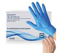KediLife - Gants en Nitrile Bleu M - Carton 1000 Gants Jetables Non Poudrés, Sans Latex, Résistants - Gants d’Examen en Nitrile Multiusage Professionnel