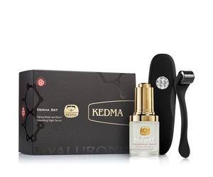Kedma - Set Dermaroller et Sérum Hydratant de Nuit - Stimulation Collagène et Éclat - Avec Acide Hyaluronique et Vitamine C - 1 Set