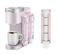 Kedofa Support de dosettes de café pour tasses K, support latéral et fixation murale, compatible avec Keurig, rangement de cuisine de bureau, petit comptoir, rose (2 rangées/pour tasses 10 K)