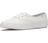 Keds Baskets Basses Champion Point pour Femme, Cuir Blanc, 40.5 EU