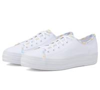 Keds Femme Triple Kick Canvas Basket, Reliure Vichy Blanc Multicolore, 38 EU