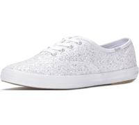 Keds Mujeres Champion Glitter Lace Up Basket, Paillettes Blanches, 8.5
