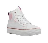 Keds Top triple up Hi pour fille, Toile blanche avec cœur à paillettes, 5.5 Big Kid