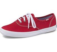 Keds Women's Champion Leather Lace Up Sneaker, Rouge/Toile, 6.5 UK X-Wide