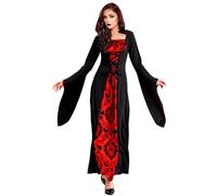 KEEBAX Costume de Vampire Fille: Déguisement Vampire Femme - Gothique Royale de Vampire avec Collier, Enfant Costume de Victorien pour Halloween Carnaval Jeu de Rôle (M (160-165cm))