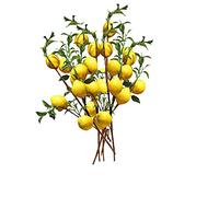 Keebgyy Lot de 6 branches de citron artificielles de 50,8 cm, 5 faux citrons jaunes vifs avec feuilles vertes pour balcon, maison, fête de mariage, décoration de jardin