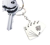Keechain de poker - Poche de jeu avec pendentif en alliage de zinc | Porte thème avec carte compacte pour adultes, idéal pour sacs à dos, sacs, clés, accessoire cadeau élégant pour les amoureux