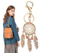 Keechchains Dream Catcher, porte-clés de chasse aux rêves,Dream Catcher Car Key Pendentif avec strass - Fashion Feather Charm, ornement chanceux pour femmes et filles, Coloré, Fare riferimento alla
