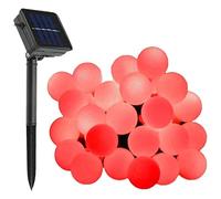 KEEDA Guirlande Lumineuses Solaire, 50 LED Boule Lumières Solaire Décoratives,Luminaire Extérieur, Lumières Chaines de Noël,Solaire Extérieure de Lampe (Rouge)