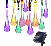KEEDA Guirlande Lumineuses Solaire D'extérieur, 20LED Goutte d'eau,Lampe Imperméable,Luminaire Extérieur,Décoration D'extérieur (Multi)