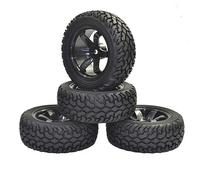 KEEDA HSP 94123 HPI Kyosho Tamiya Pneu en caoutchouc 75 mm et roues en plastique, pneus RC et roue à 6 rayons pour voiture 1/10 RC sur route 1/16 RC Rallye Auto HSP 94123 HPI Kyosho Tamiya (noir)