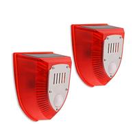 KEEDA Lot de 2 Lampes Solaires d'alarme avec Détecteur de Mouvement, 129dB Coups de Feu & Bruit d'aboiement du Chien & Lumière Flash Sécurité Sirène pour Ferme, Villa, Jardin, Le Verger