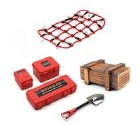 KEEDA Mini valise à bagages, boîte en bois, pelle, filet à bagages, outils de décoration de simulations, accessoires pour voiture Crawler RC Traxxas Trx4 Axial Scx10 90046 CC01 D90 D110 (rouge)
