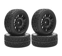KEEDA Pneu en caoutchouc 68 mm et roues en plastique RC pour 1/10 RC sur route voiture 1/16 RC Rallye Auto HSP 94123 HPI Kyosho Tamiya (16 rayons, noir), K-8014TYRE16RIM-BLACK