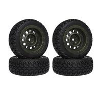 KEEDA Pneus en caoutchouc 75 mm et roues en plastique, jantes RC Accessoires pour 1/10 RC sur route voiture 1/16 RC Rallye Voiture HSP 94123 HPI Kyosho Tamiya (vert armée)