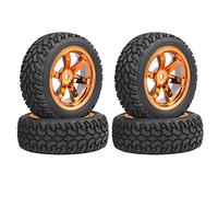 KEEDA Pneus en caoutchouc 75 mm et roues en plastique pour 1/10 RC sur route voiture 1/16 RC Rallye Auto HSP 94123 HPI Kyosho Tamiya (orange)