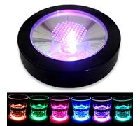 KEEDA USB Rechargeables LED Dessous de Verre pour Les Boissons, Bière Cocktail, RGB Couleurs Changement Coaster Présentoir à Bouteilles pour Maison, Fête, Mariage, Bar, Club (Noir)