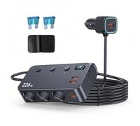 KEEDIN Chargeur de voiture 226 W, répartiteur allume-cigare 9 en 1 multiport avec 3 prises, double PD USB-C, 4 ports USB, indicateur de tension LED, pour véhicules de 12 V à 24 V