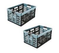 keeeper 2x Caisses pliables Professionnelles solides avec poignées Soft-Touch, 45 l, Ben, Nordic Blue (Bleu)
