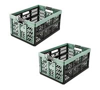 keeeper 2x Caisses pliantes Professionnelles solides avec poignées Soft-Touch, 45 l, Ben, Nordic Green (Vert)