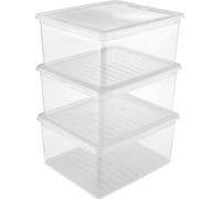 Keeeper Boîte de rangement avec Système Air Control, Lot de 3, Hauteur : 18 cm, 3 x 18 l, 39 x 33,5 x 18 cm, Bea, Transparent