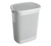 keeeper Bac à linge aspect tricot, Couvercle rabattable, Perméable à l'air, Plastique, 47,5 x 36 x 57,5 cm, Arne, Gris (Nordic Grey)