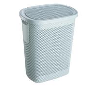 keeeper Bac à linge aspect tricot, Couvercle rabattable, Perméable à l'air, Plastique, 47,5 x 36 x 57,5 cm, Arne, Bleu (Nordic Blue)