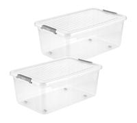 Keeeper Bac de rangement Leo 37 L Lot de 2 avec couvercle et roulettes